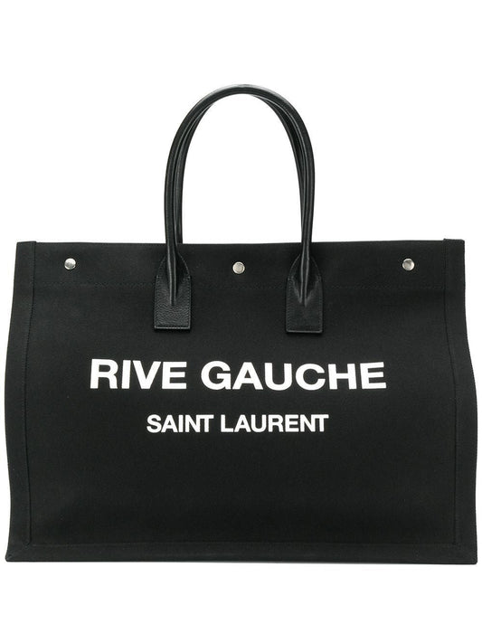 Luxury Saint Laurent Men's Rive Gauche Tote Bag in Blackwhite | 509415FAAVR