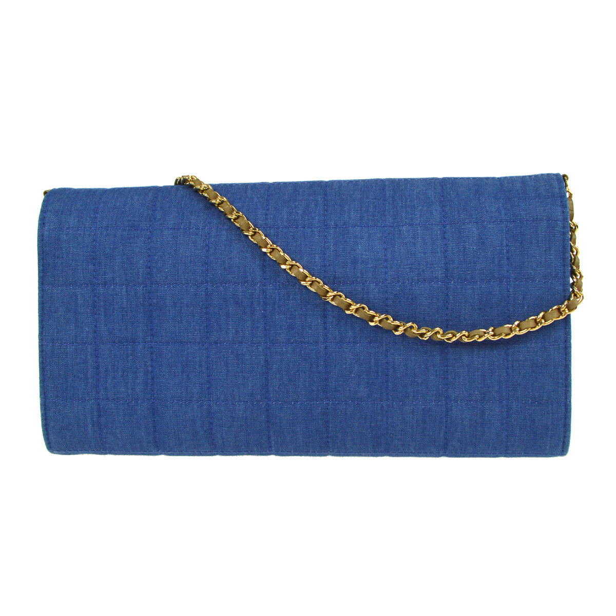 Luxury Chanel 2001-2003 Choco Bar Chain Shoulder Bag Indigo Denim