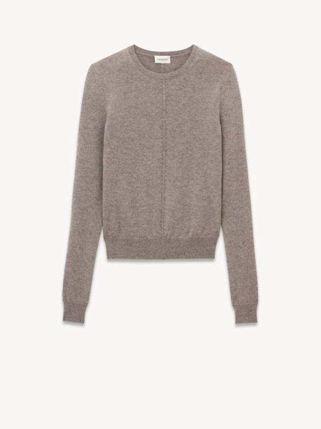 Luxury Saint Laurent Openwork Cashmere Sweatshirt Taupe