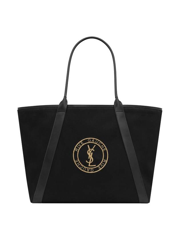 Luxury Saint Laurent Rive Gauche Canvas Tote Bag Black