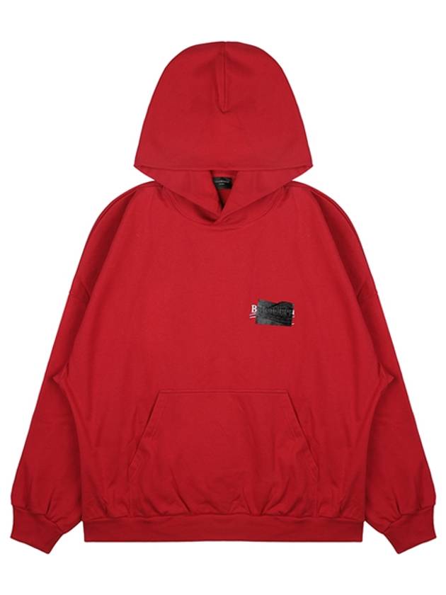 Luxury Balenciaga Logo Tape Hoodie Red