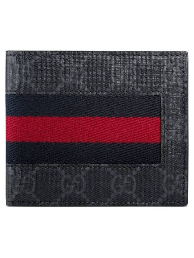 Luxury Gucci Trending 2025 GG Supreme Web Half Wallet Black Grey