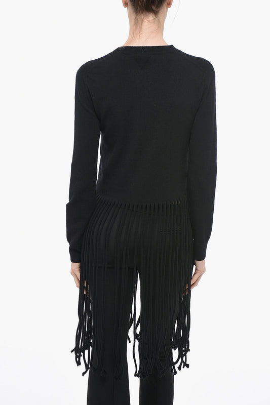 Luxury Bottega Veneta Wool Blend Sweater with Fringe Detail