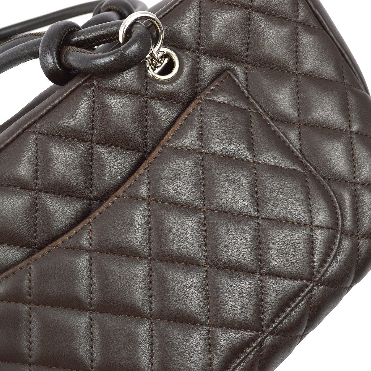 Luxury Chanel Brown Calfskin Cambon Ligne Bowling Handbag