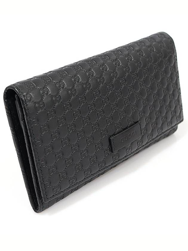 Luxury Gucci Trending 2025 449396 Black Microshima Leather Continental Flap Long Wallet