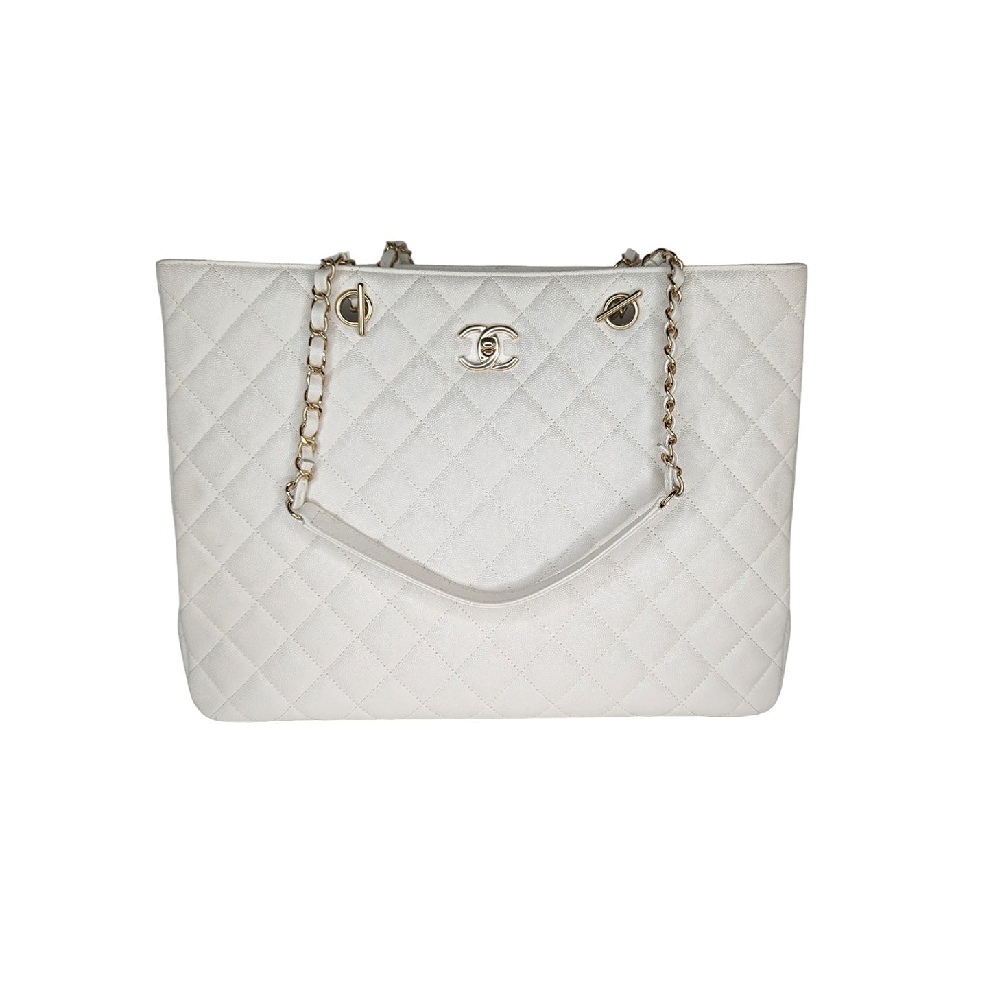 Luxury Chanel White Caviar Classic Timeless Tote