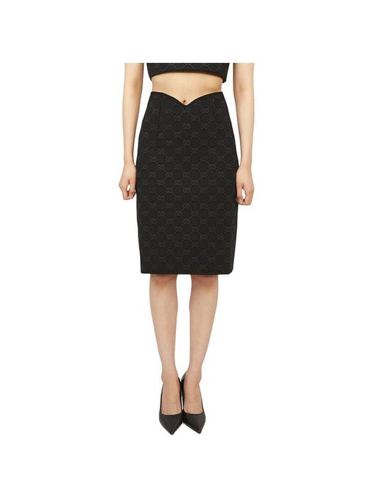 Luxury Gucci Trending 2025 Women's GG Crepe Viscose Pencil Skirt Black