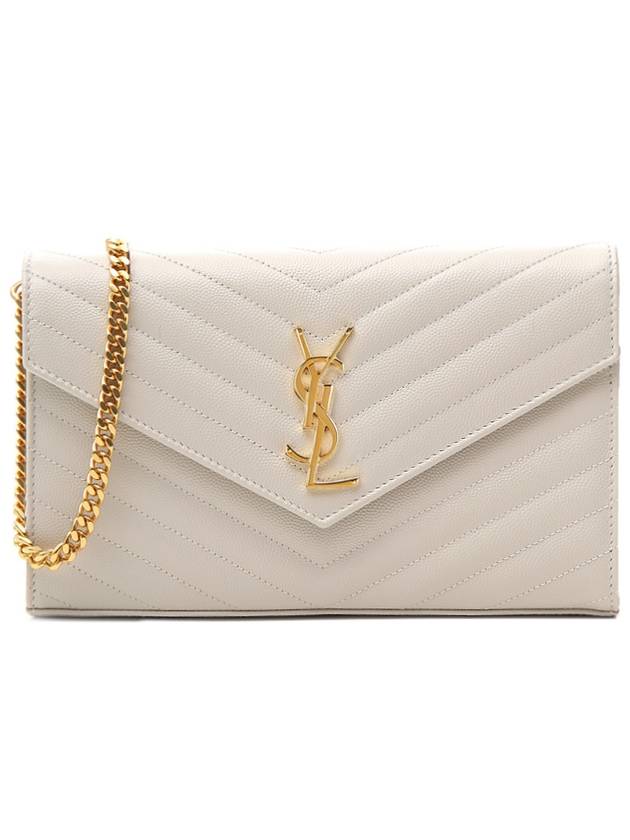 Luxury Saint Laurent Monogram Matelasse Chain Shoulder Bag White