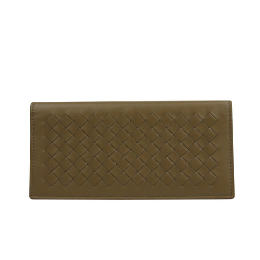 Luxury Bottega Veneta Men's Woven Long Leather Bifold Wallet