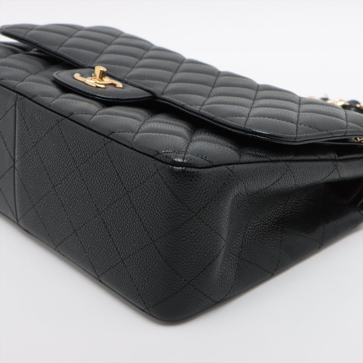 CHANEL DECAMATRASSE 30  Caviar S Double Flap Double Chain Bag Black G  15th A58600