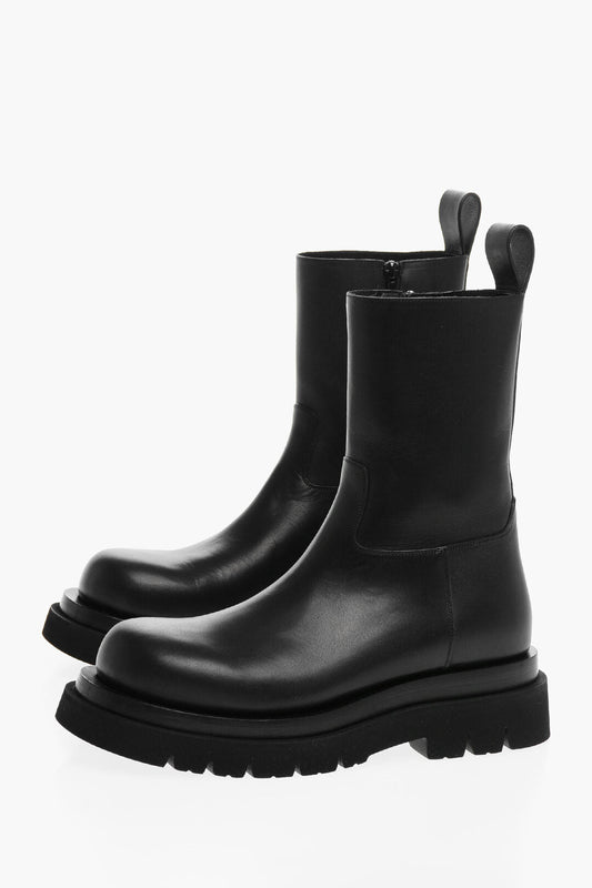 Luxury Bottega Veneta Leather Biker Booties With Rubber Sole