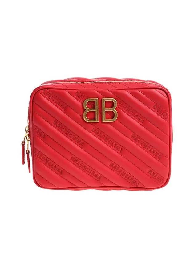 Luxury Balenciaga BB Logo Chain Cross Bag Red