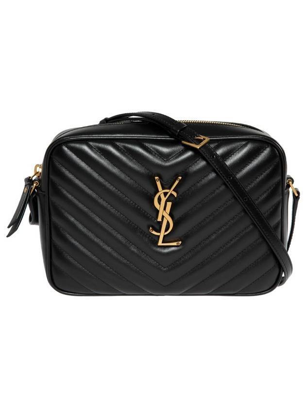 Luxury Saint Laurent Lou Logo Quilting Cross Bag Black