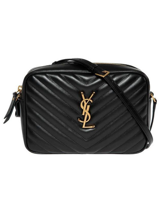 Luxury Saint Laurent Lou Logo Quilting Cross Bag Black