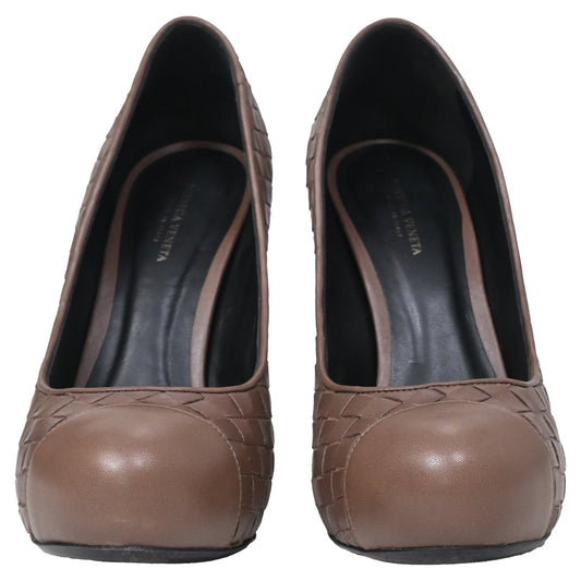 Luxury Bottega Veneta Weave Pumps in Brown Intrecciato Leather