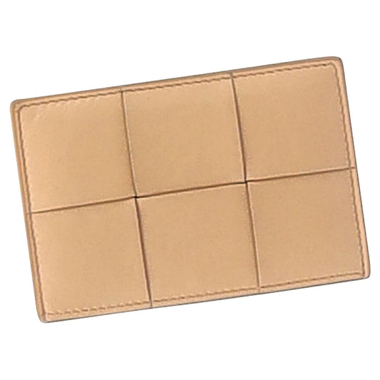 Luxury Bottega Veneta Intrecciato Card Holder in Beige Leather