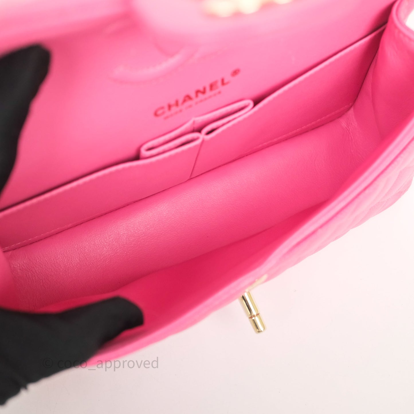 Chanel Small Classic Flap Quilted Hot Pink Caviar Gold Hardware
