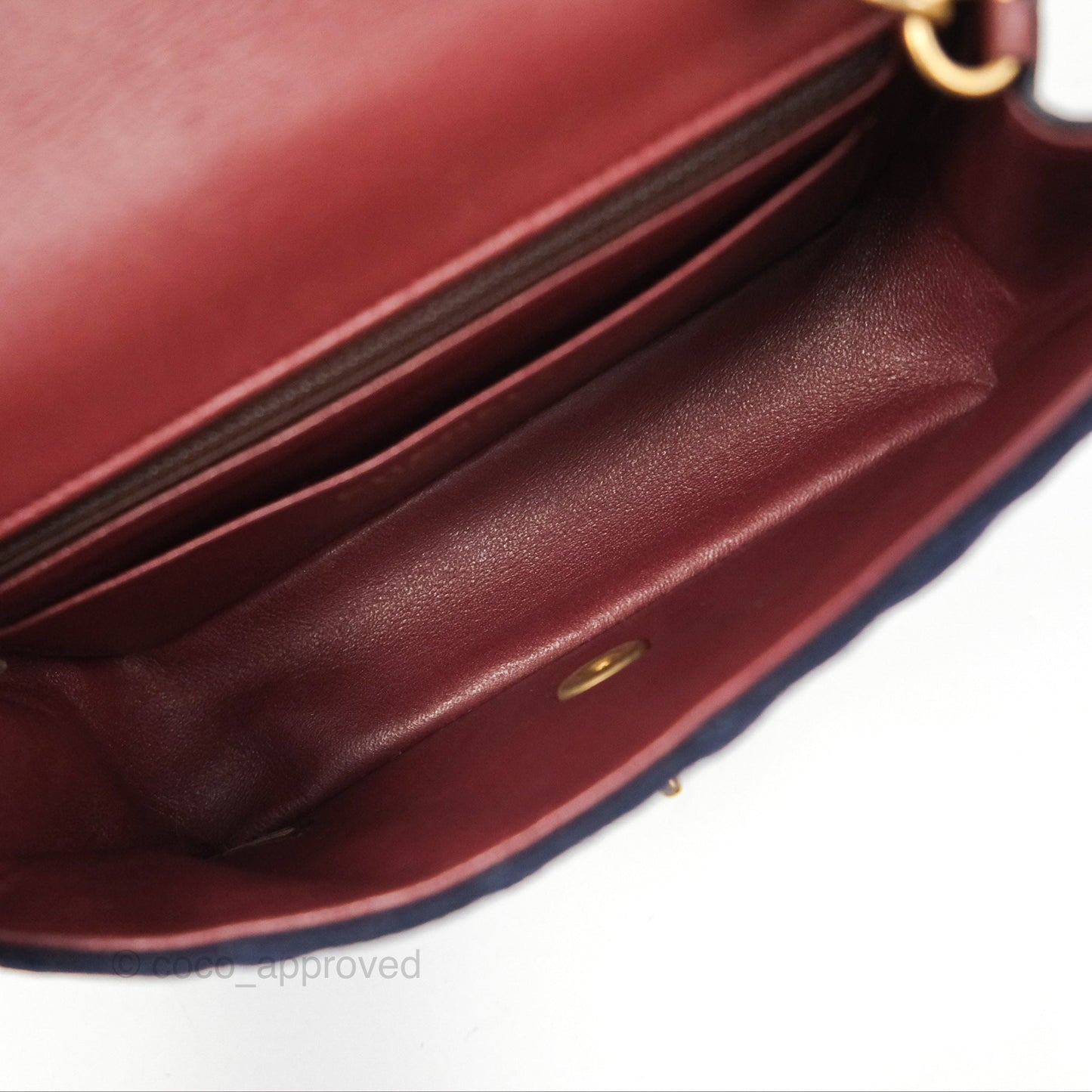 Chanel Mini Charms Rectangular Flap Navy Wool Aged Gold Hardware 18C