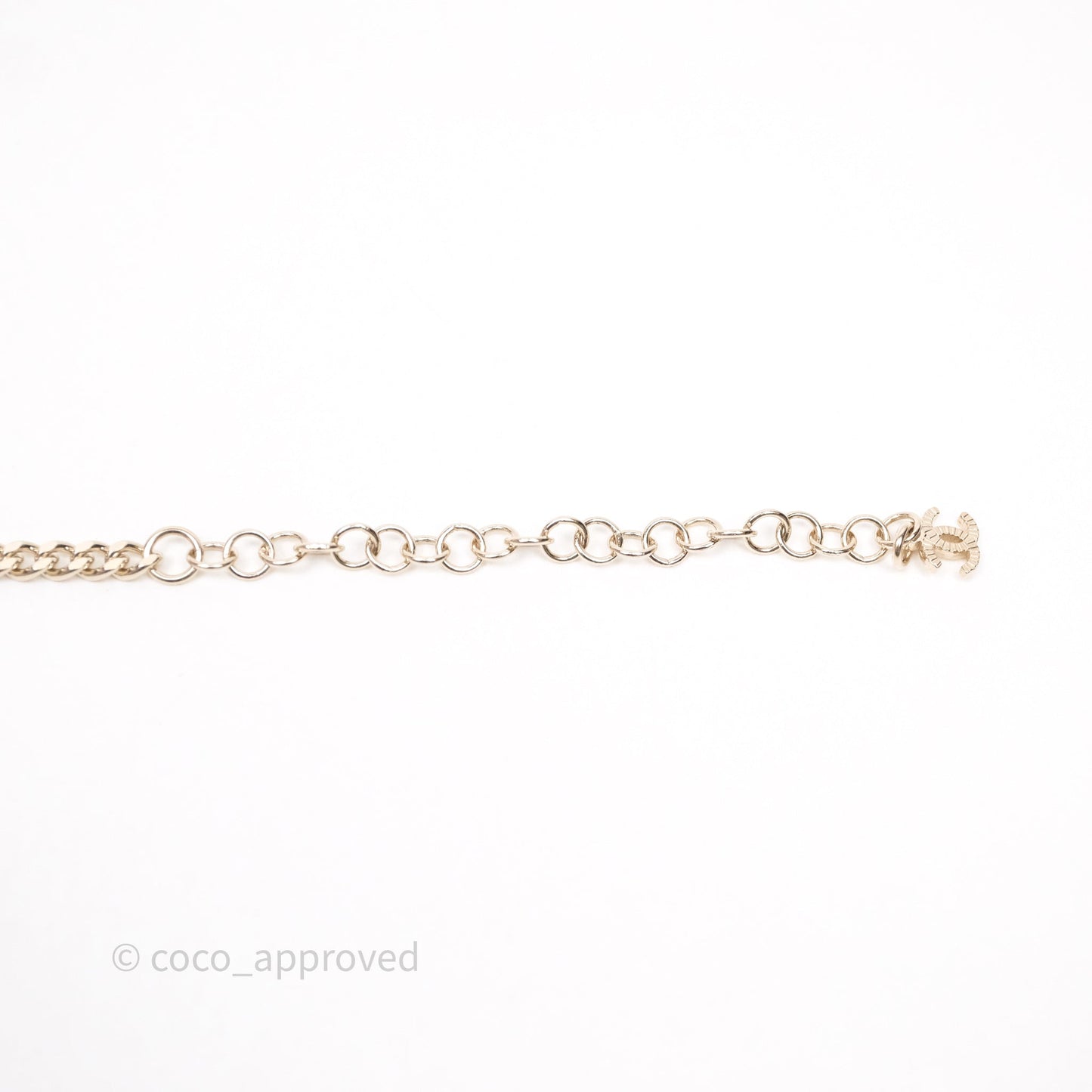 Chanel Double CC Crystals Black Leather Chain Choker Gold Tone 23V