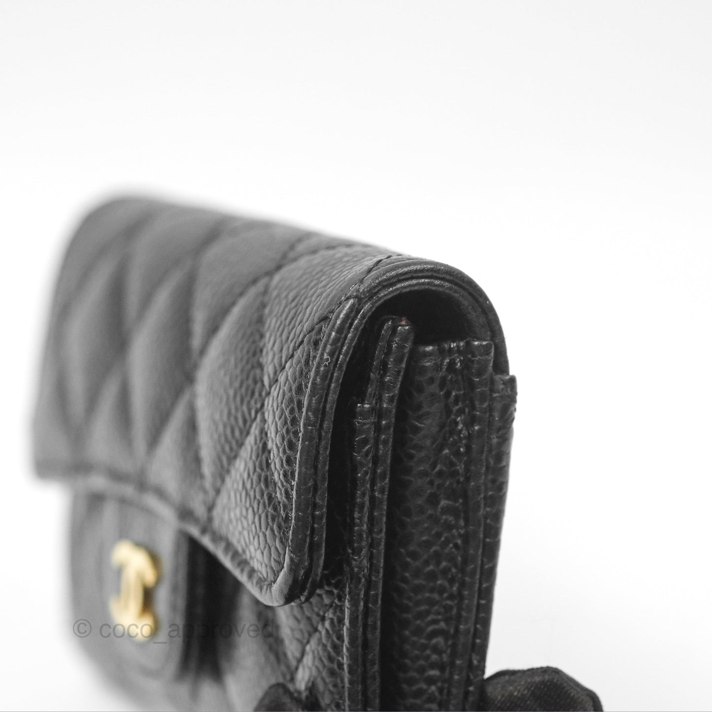 Chanel Quilted Flap Card Holder Black Caviar Gold Hardware
