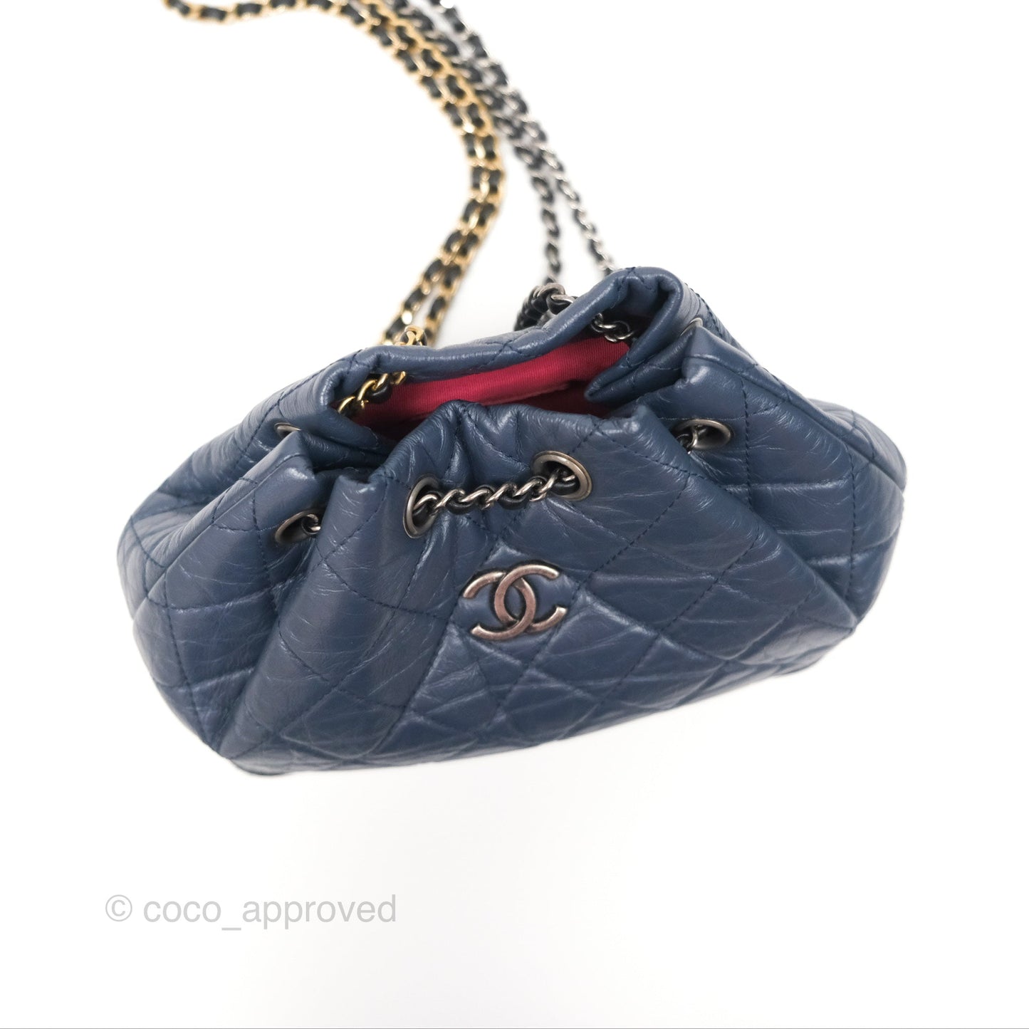 Chanel Small Gabrielle Backpack Navy Black Aged Calfskin