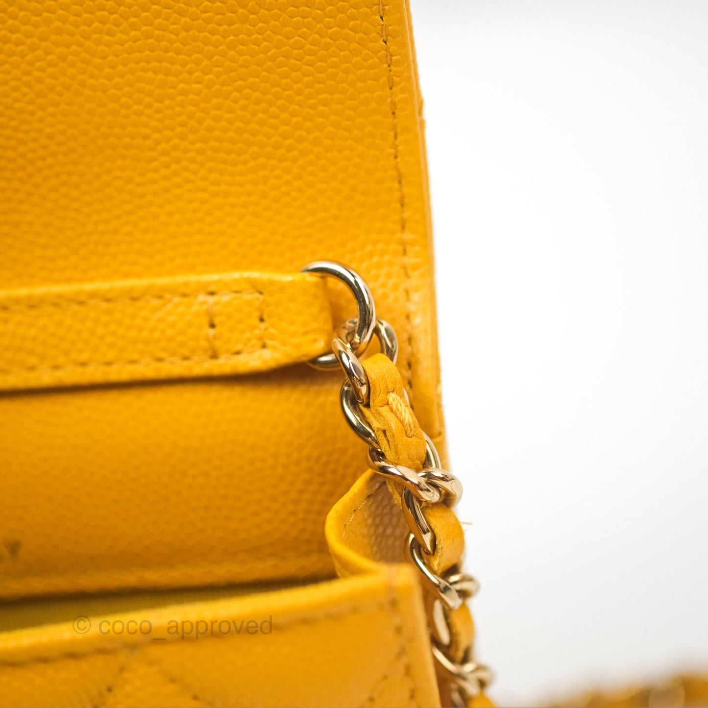 Chanel Mini Wallet With Chain Yellow Caviar Gold Hardware