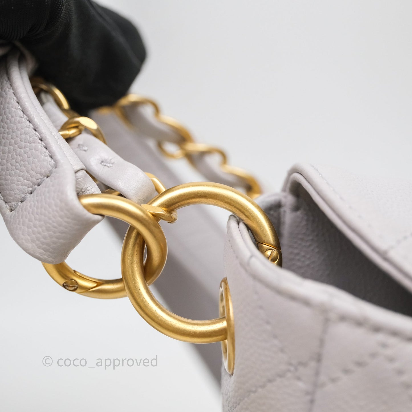 Chanel Double Pocket Hobo Bag Grey Caviar Aged Gold Hardware