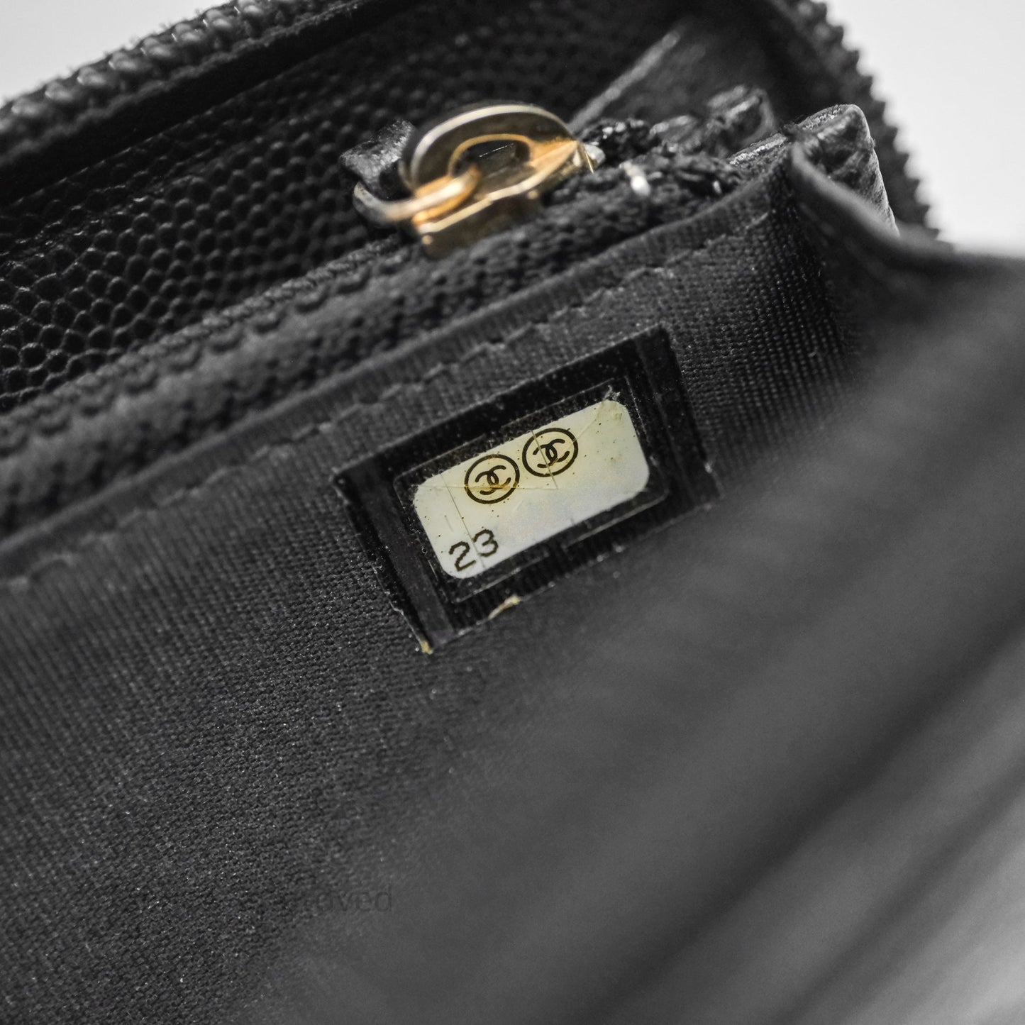Chanel Boy Zip Wallet Black Caviar Gold Hardware