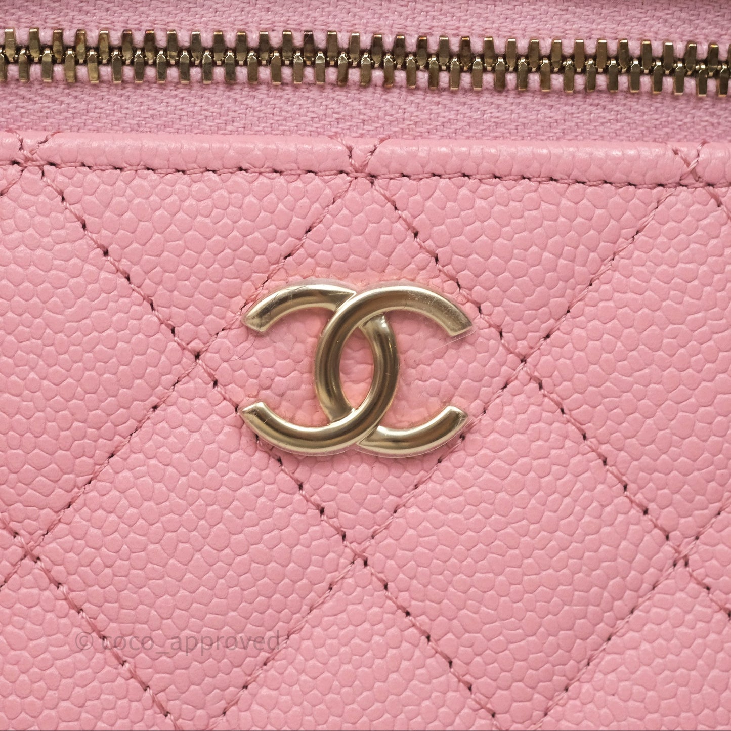 Chanel Quilted Mini Handle With Care Vanity Case With Chain Pink Caviar Gold Hardware