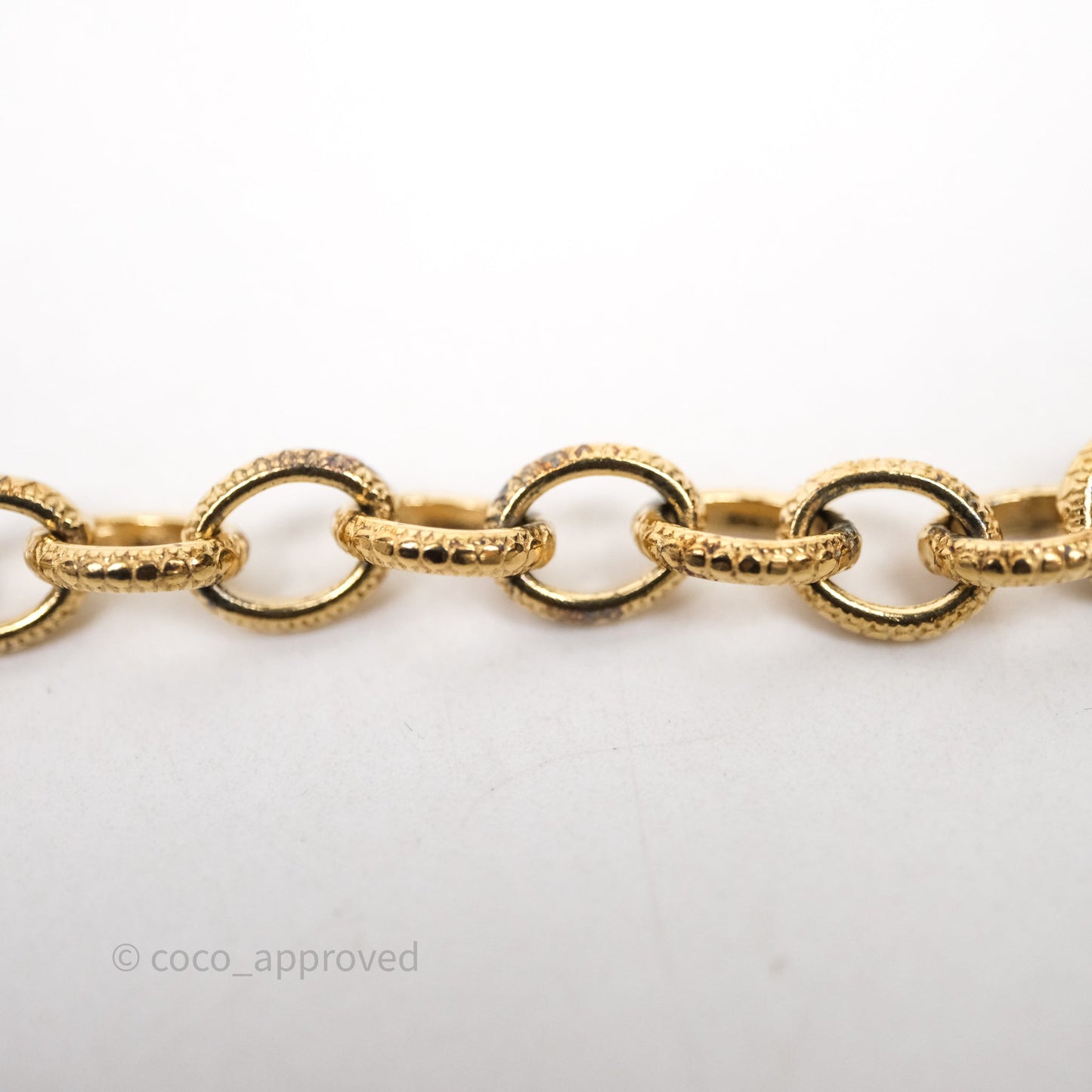 Chanel CC Pearl Pink Bead Necklace Gold Tone 22A