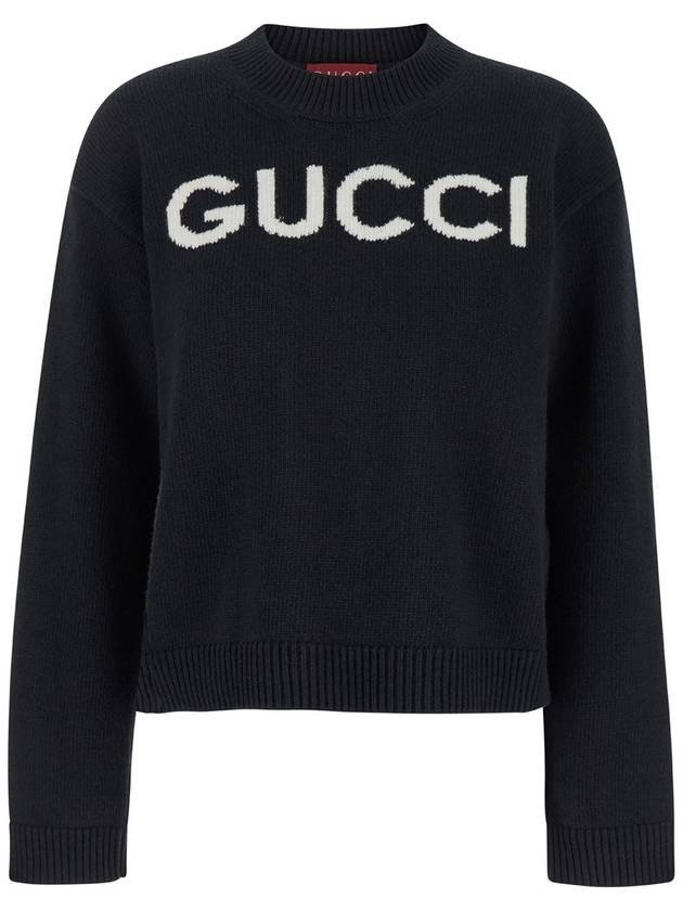 Luxury Gucci Trending 2025 Intarsia Wool Knit Top Black
