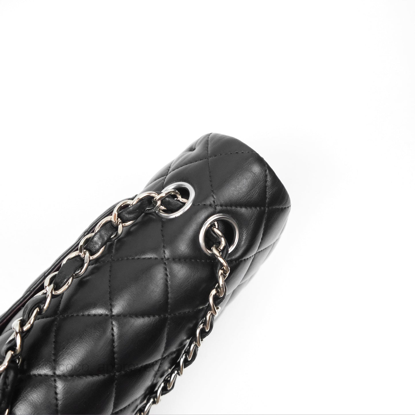Chanel Classic M/L Medium Flap Quilted Black Lambskin Silver Hardware
