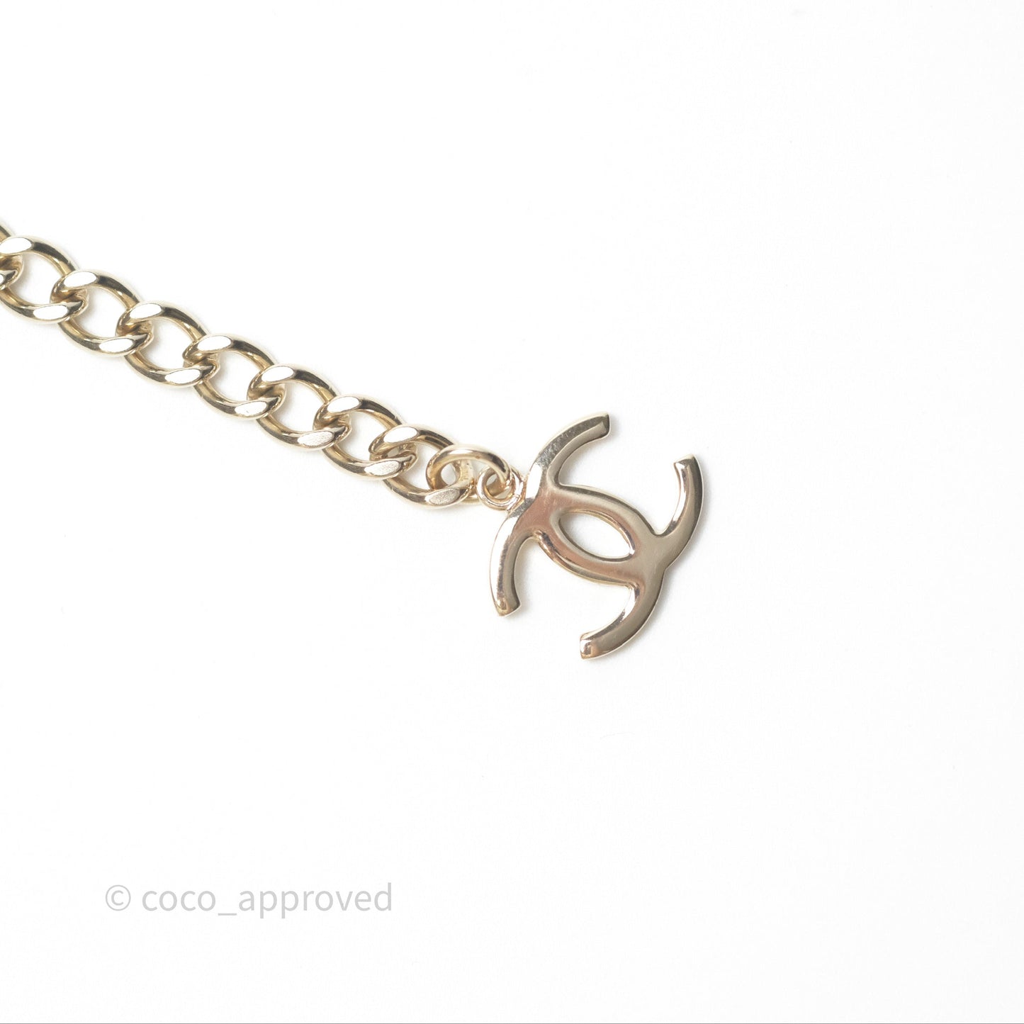 Chanel Silver CC Crystal Chain Choker Gold Tone 24V