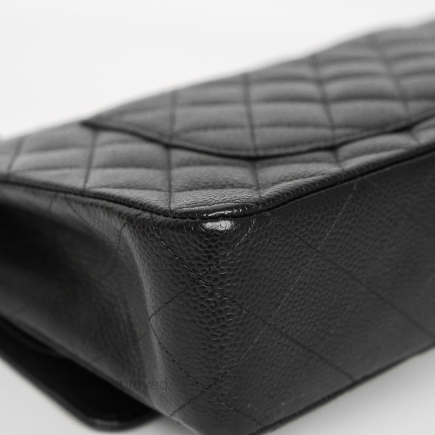 Chanel Classic M/L Medium Flap Quilted Black Caviar Silver Hardware