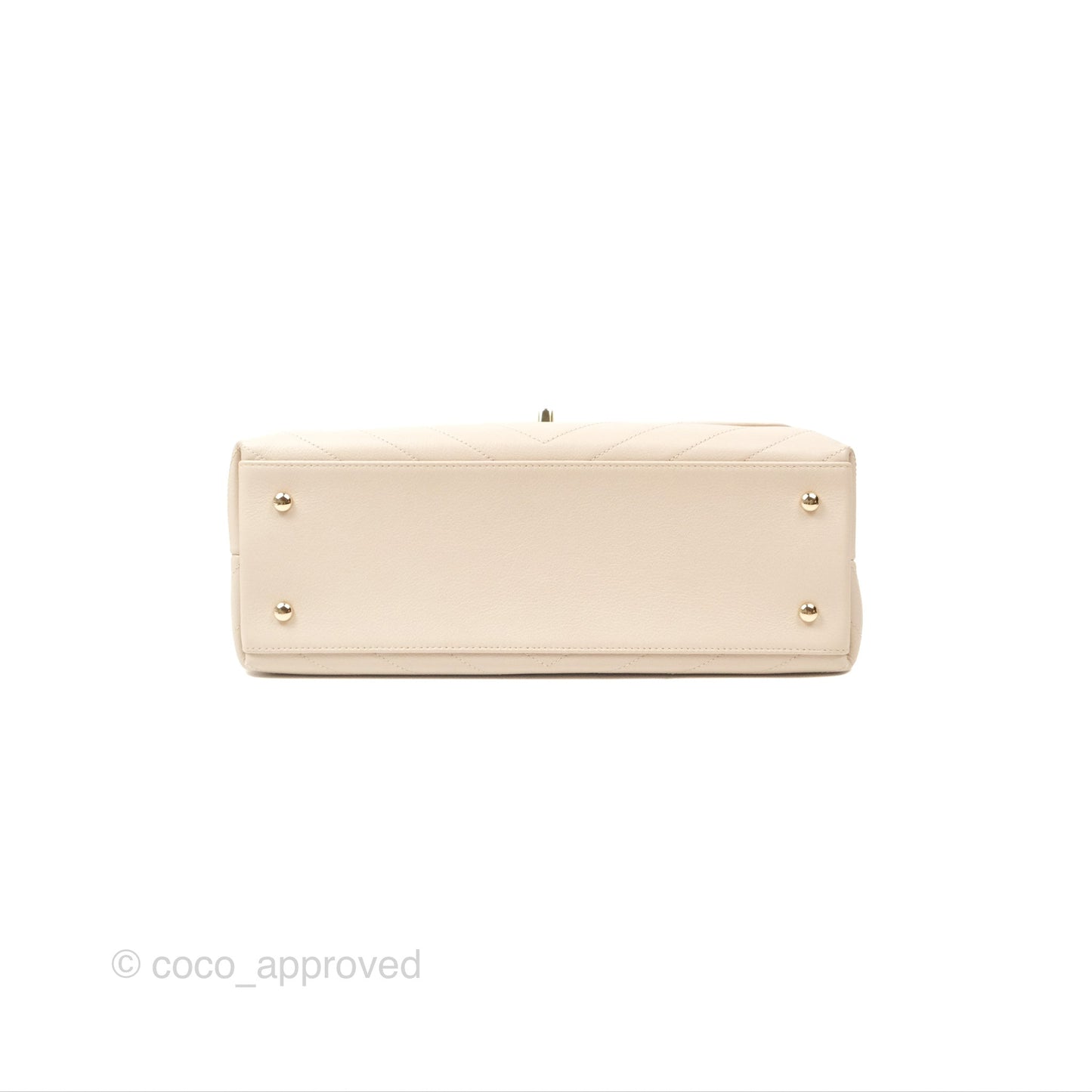 Chanel Large Chevron Chic Top Handle Bag Light Beige Grained Calfskin Gold Hardware