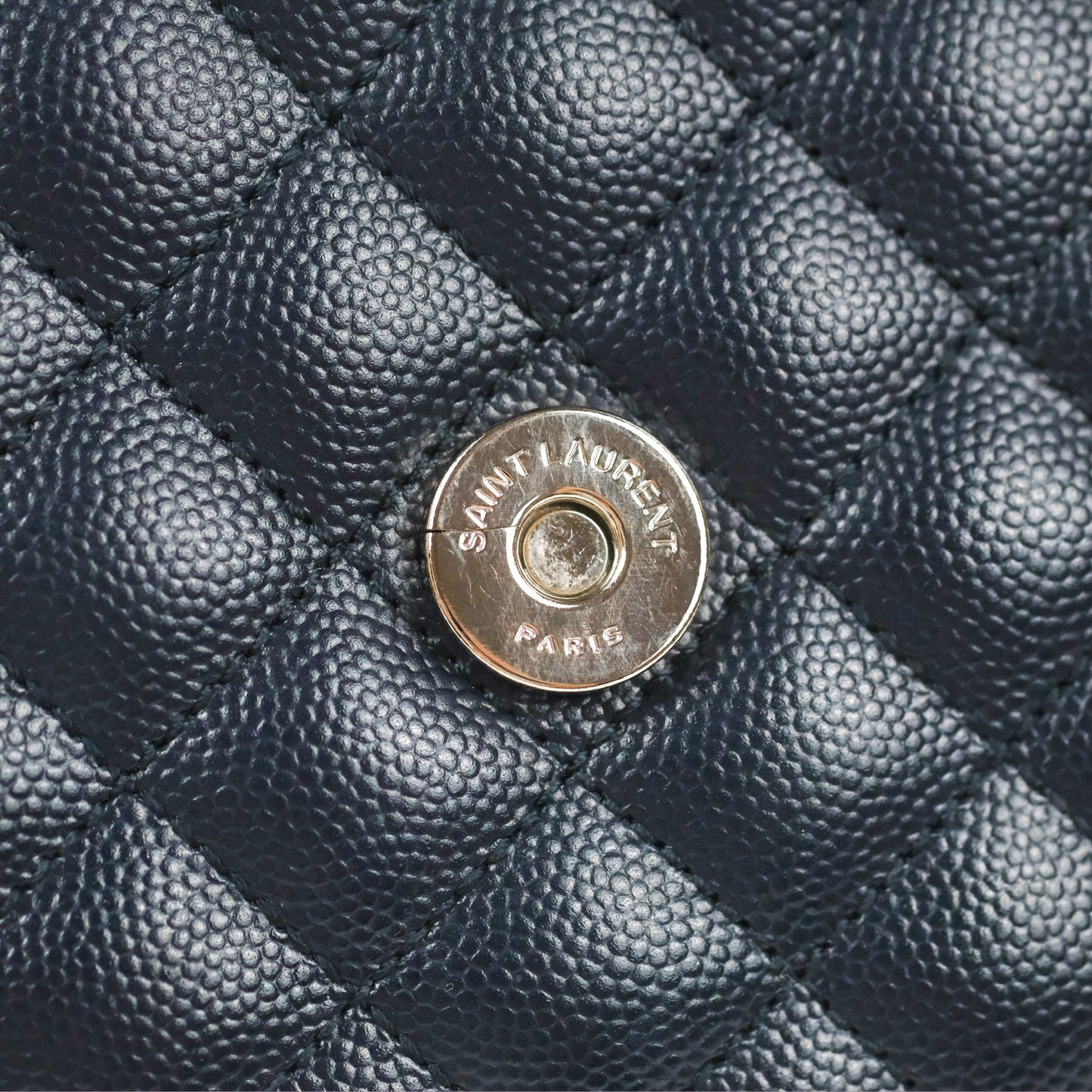 Saint Laurent Medium Envelope Navy Caviar Silver Hardware