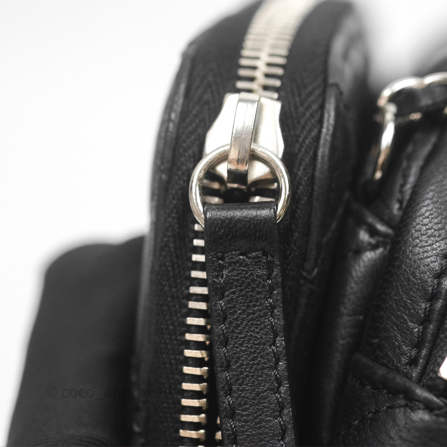 Chanel Mini Quilted Double Pouch Bag Lambskin Sliver Hardware