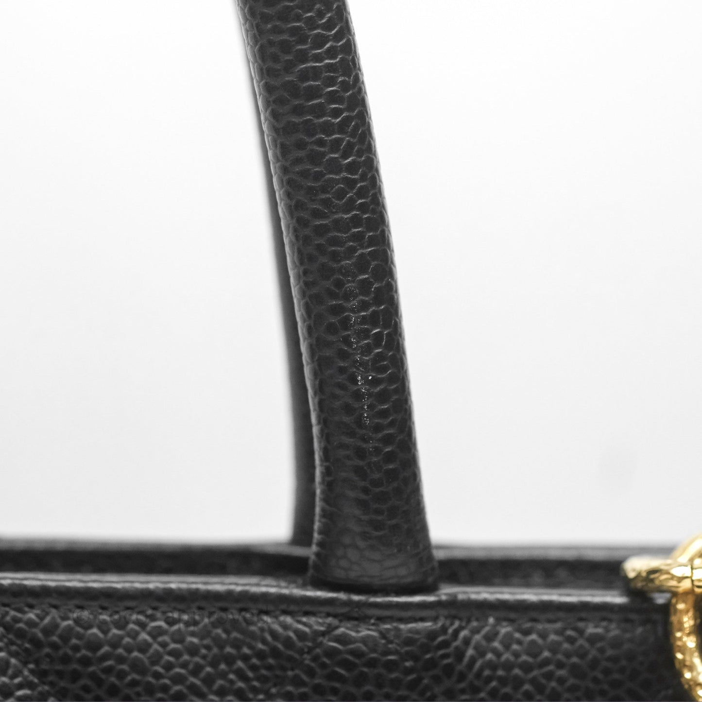 Chanel Vintage Medallion CC Black Caviar Tote Bag Gold Hardware