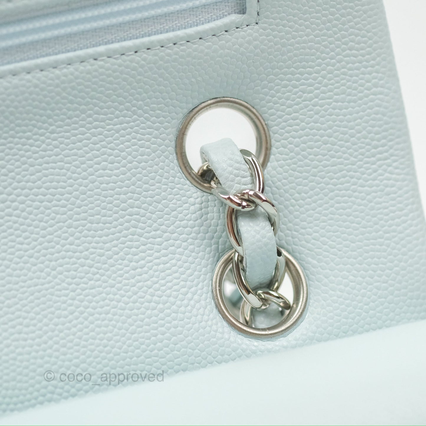 Chanel Medium Classic Flap Quilted Pale Blue Caviar Silver Hardware