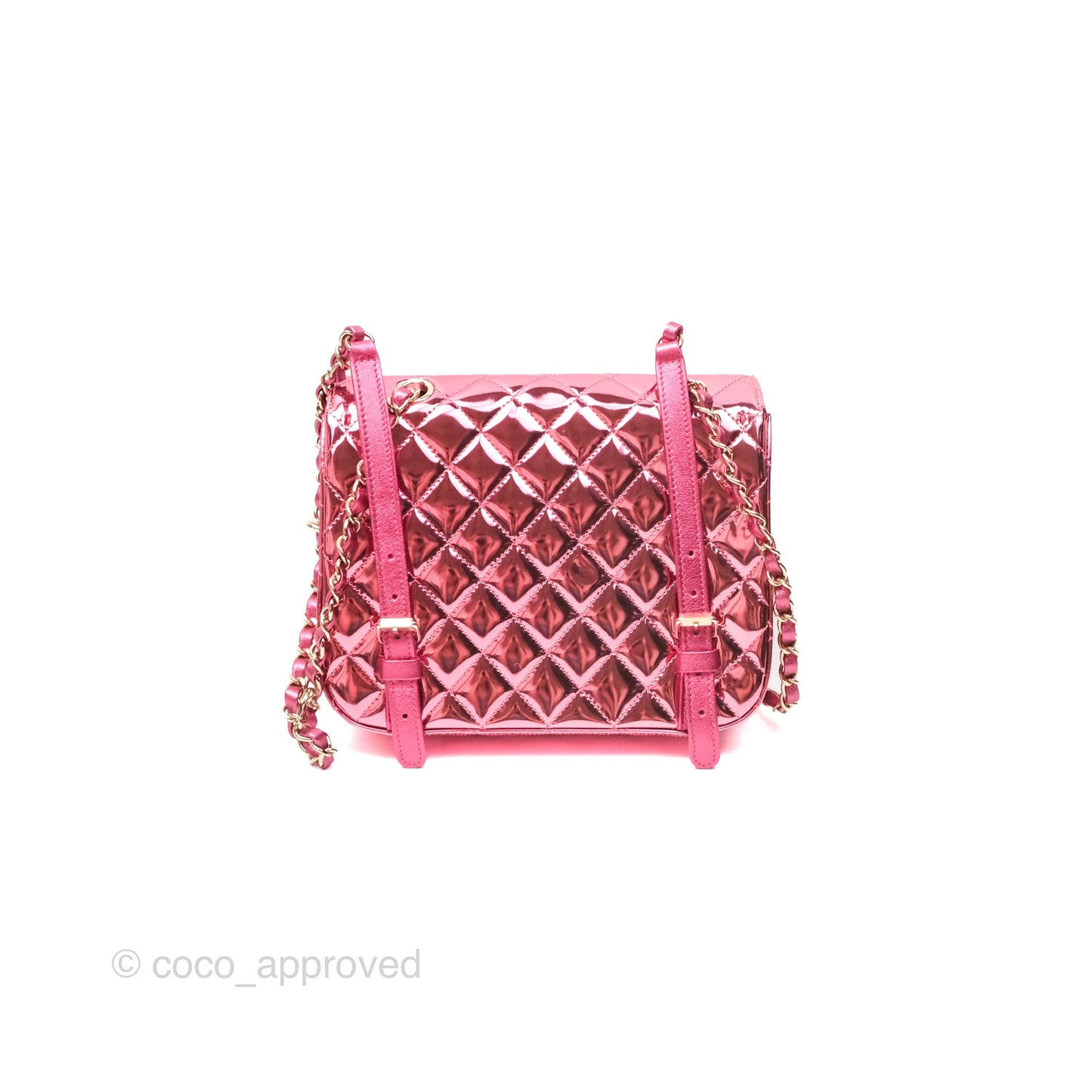Chanel Small Flap Star Backpack Metallic Pink Mirror Calfskin Gold Hardware 24C