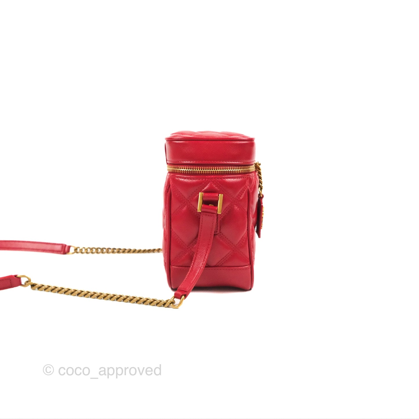Saint Laurent 80's Vanity Bag Quilted Red Grained Calfskin