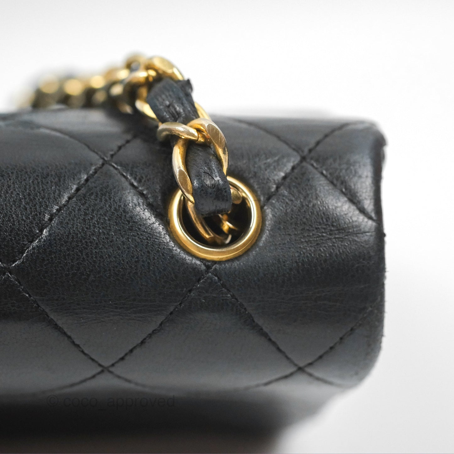 Chanel Vintage Mini Single Full Flap Bag Black Lambskin 24K Gold Hardware