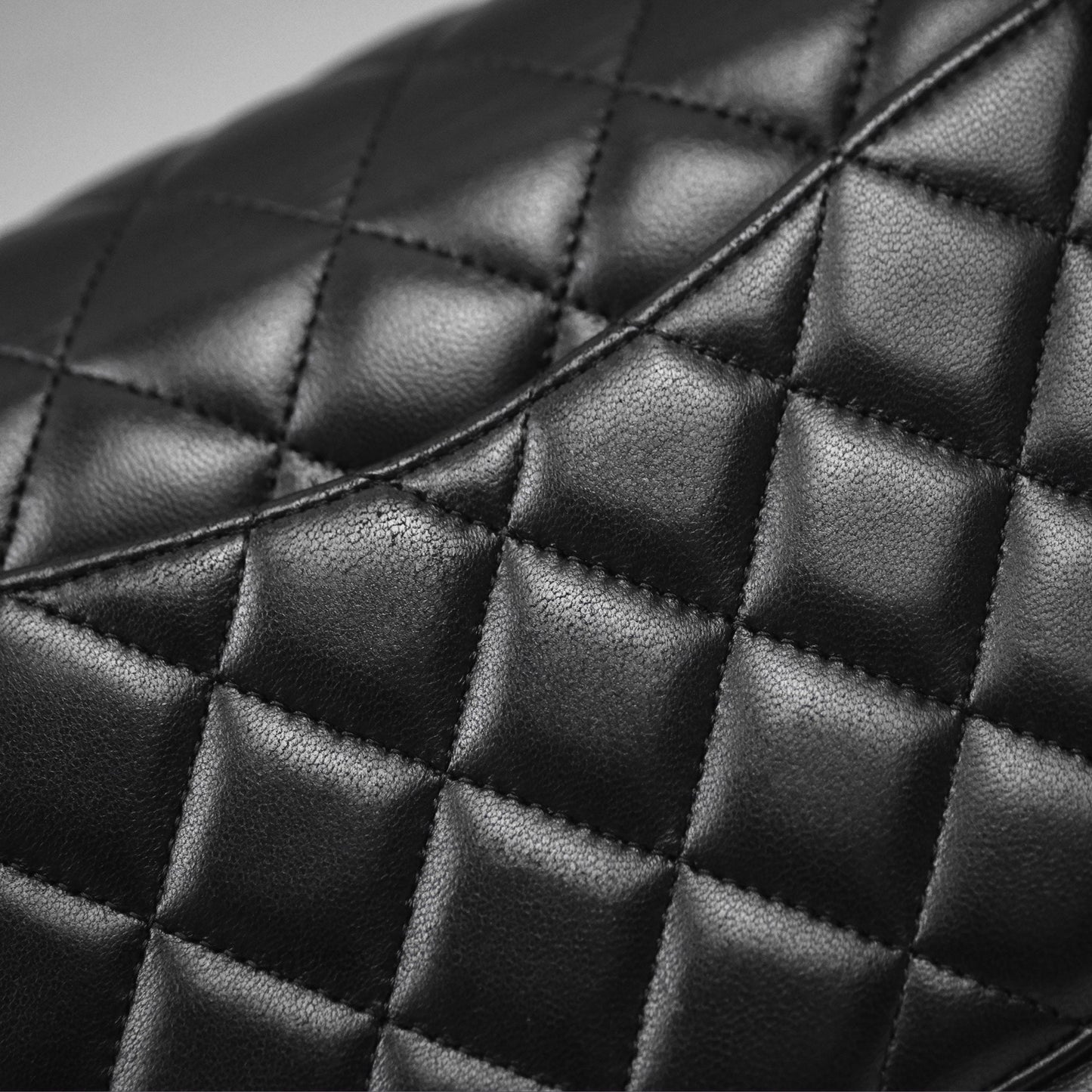 Chanel Classic M/L Medium Flap Quilted Black Lambskin Silver Hardware
