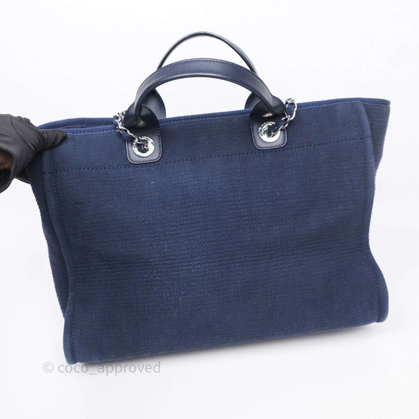 Chanel Large Deauville Navy Canvas Silver Hardware
