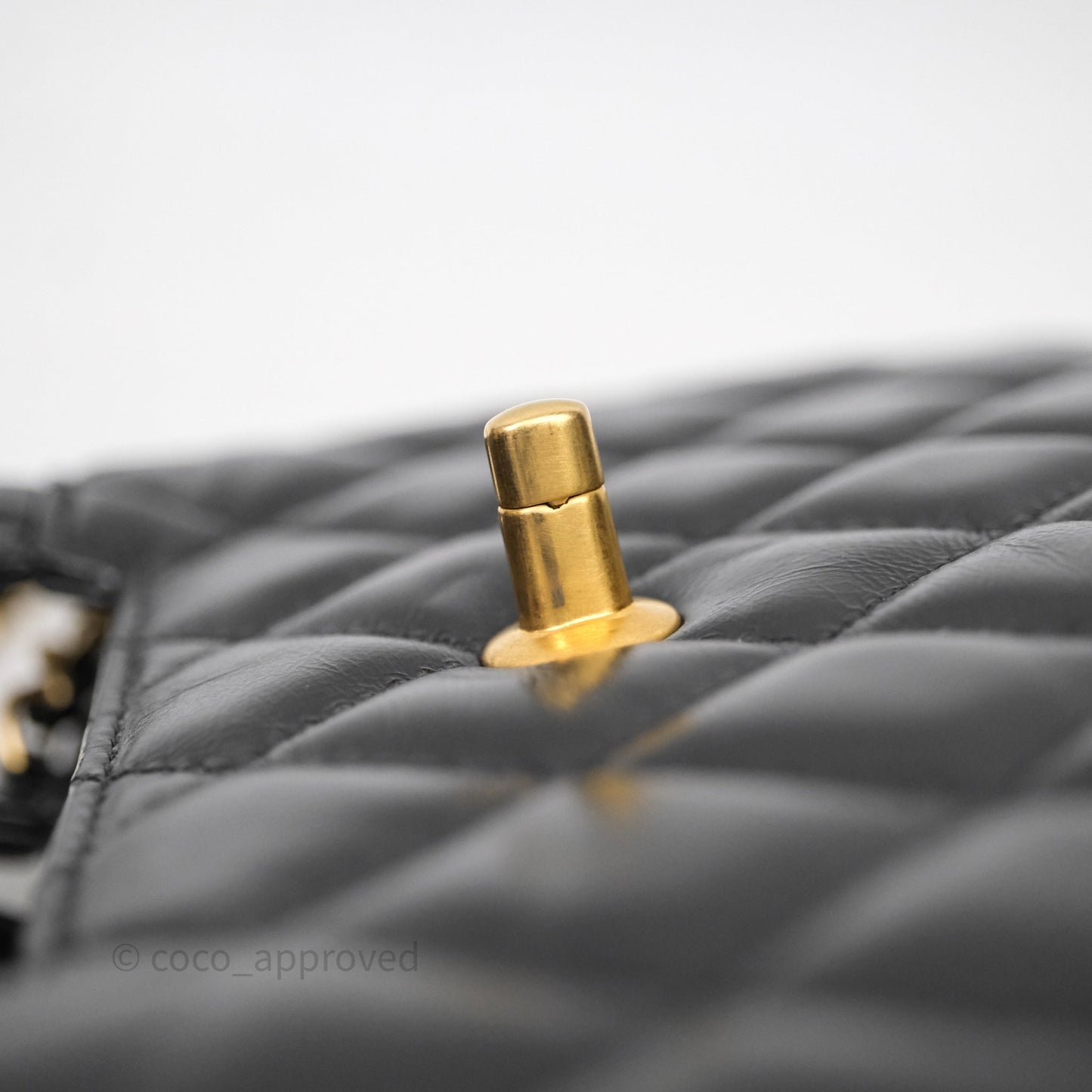 Chanel Kelly Bag Quilted Black Shiny Crumpled Calfskin Aged Gold Hardware