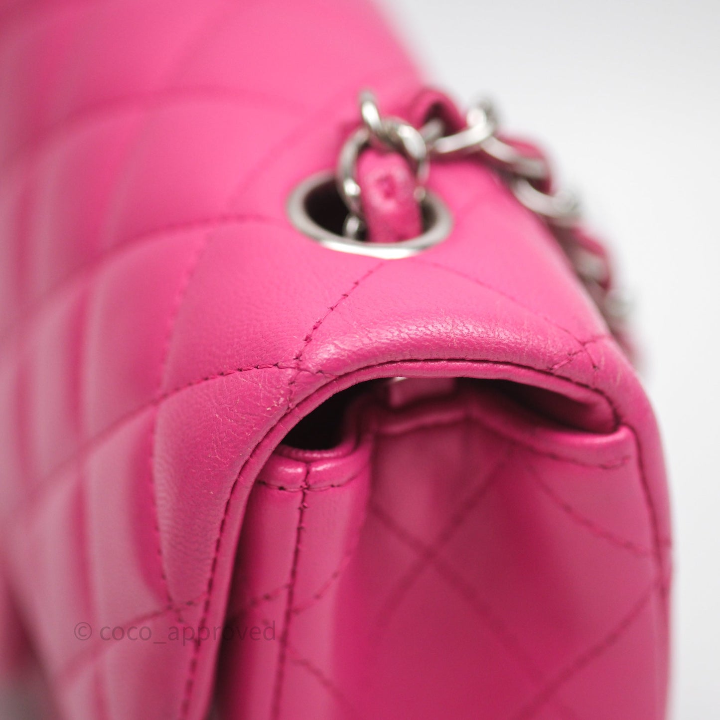 Chanel Mini Rectangular Quilted Dark Pink Lambskin Silver Hardware