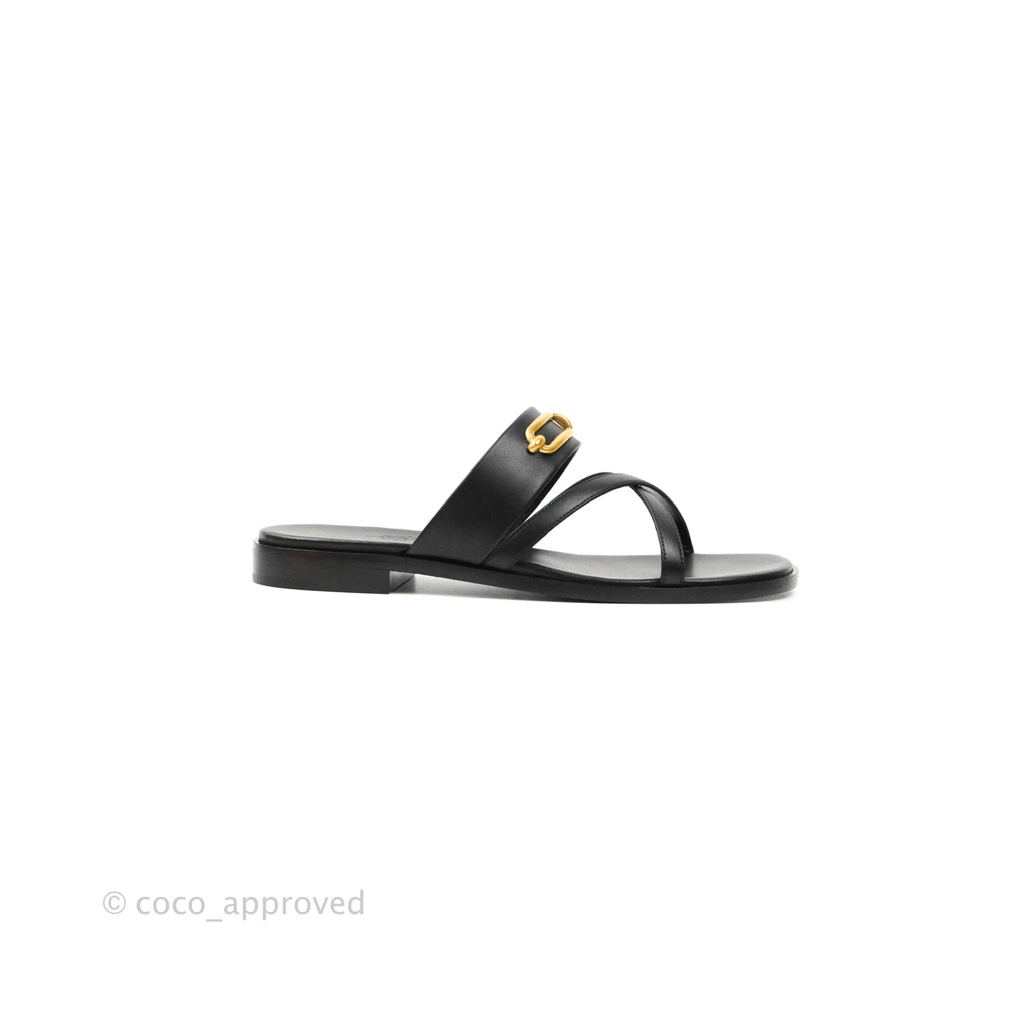 Hermès Claire Cross Flat Sandals in Black Size 38