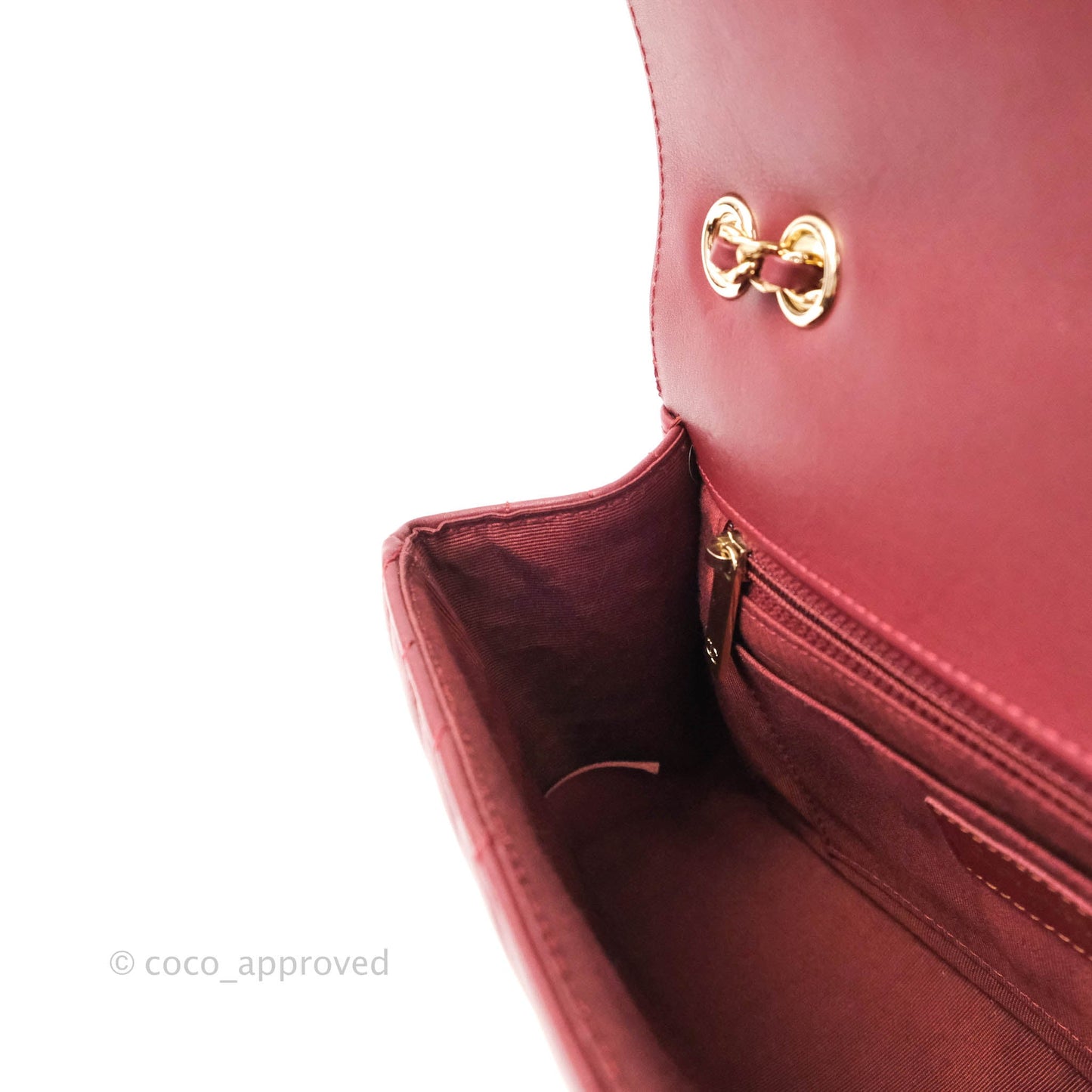 Chanel Small Statement Chevron Flap Bag Burgundy Lambskin Gold Hardware