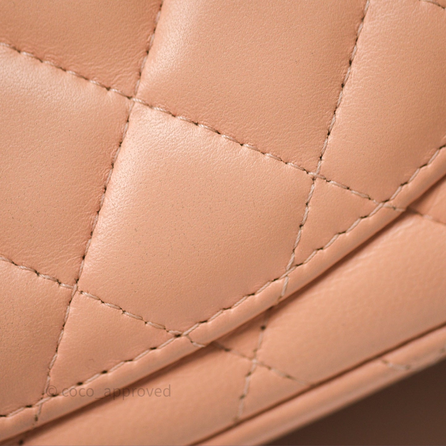 Chanel Mini Square Flap Quilted Beige Pink Lambskin Gold Hardware