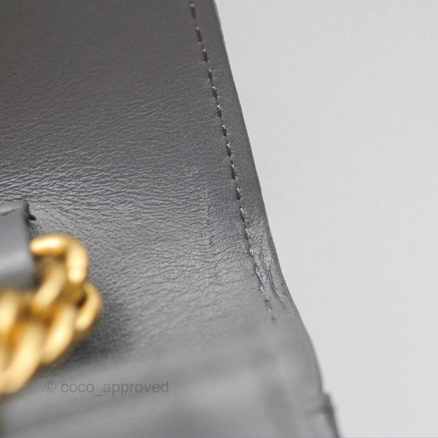 Chanel Quilted Boy Wallet on Chain WOC Grey Caviar Aged Gold Hardware